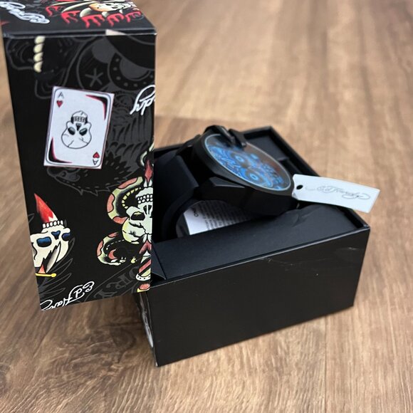 NEW Ed Hardy Blue Skull Mens Watch - Picture 11 of 11